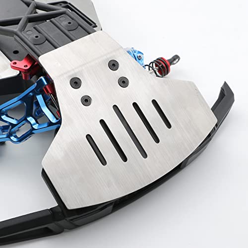 Palumma RC Chassis Armors Set, Stainless Steel Chassis Armors Protection Skid Plate for 1/10 TRAXXAS Slash 2WD RC Car Upgrade Part(Silver)