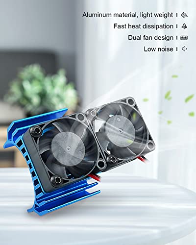 VXL-3s ESC Cooling Fan and Motor Dual Fan Compatible with Traxxas Slash 4x4 Stampede 4x4 Rustler 4x4, Blue - color: Blue