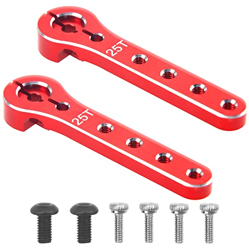 2Pcs ShareGoo 25T Servo Horn 56mm Metal 25 Teeth Extension Steering Servo Arm Compatible with 30-100CC Balsa Airplanes RC Plane Helicopter Car (Red) - color: Red