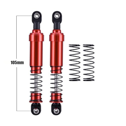 RCQQPS 4pcs Aluminum Big Bore Shocks for 1/10 RC Crawler LCG Chassis Gspeed V3 Element Enduro SCX10 TRX4 Gamde R1 Comp Builds DIY (Red 105mm 4pcs) - color: Red 105mm 4pcs