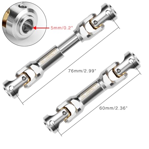 Stainless Steel Driveshaft for 1/10 RC Crawler TRX4 SCX10, 60-76mm | CNC Machined, Heavy-Duty Drive Shafts, Splined Engagement - size: 60-76mm