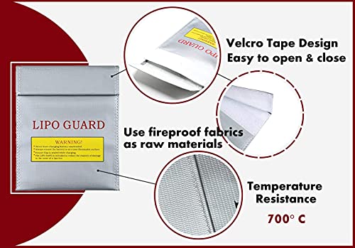 Lipo Safe Bag Fireproof Lipo Guard Sleeve Sack Large Size Explosion-Proof Safety Pouch for Charge and Storage - 11.5in x 9in