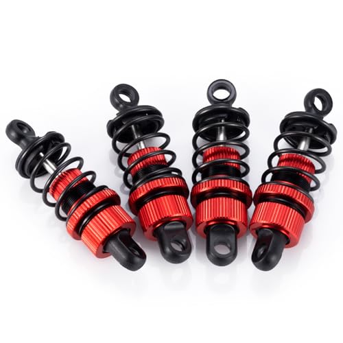 Aluminum RC Front & Rear Oil Filled Shock Absorber 50mm/52mm Adjustable Damper Set Compatible with Tamiya M03 M04 M05 M06 1:10 On Road Car Upgrades Replace Parts (Red, 52mm) - color: Red, size: 52mm