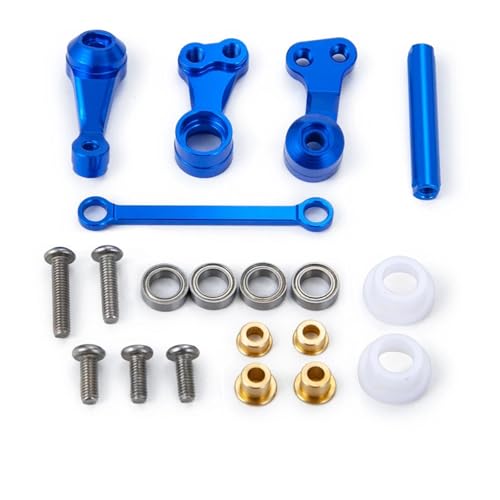 RC Car Toys For Tamiya CC01 1/10 Metal Front Rear Shock Towers Mount Pull Link Rod Mounts Steering Set RC Drift Truck Car Parts(Steering Set-Blue) - color: Steering Set-Blue