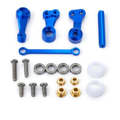 RC Car Toys For Tamiya CC01 1/10 Metal Front Rear Shock Towers Mount Pull Link Rod Mounts Steering Set RC Drift Truck Car Parts(Steering Set-Blue) - color: Steering Set-Blue