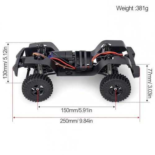 1/18 Scale RC Crawler Chassis Frame with Motor and Steering Servo, Nylon Roller Chassis Kit for Hobby RC Builds (Single Speed) - style: Single Speed