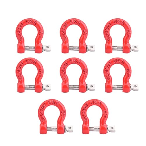 8Pcs RC Shackles for Rigging, Metal RC Tow Shackle Lock Catch, RC Car Trailer Buckle Parts, Climbing Car Tow Hook Buckle Compatible with SCX10 CC01 D90 D110 TF2