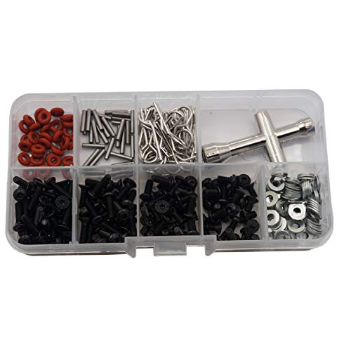 Vgoohobby Special Repair Tools Kit Screws Box Set M3 Flat Washer Body Clips Pins Compatible with Traxxas HSP HPI Redcat Axial 1/8 1/10 RC Car Truck (240/lot)