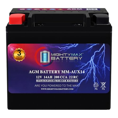Mighty Max Battery MM-AUX14 Auxiliary Battery 12V 14Ah, 22RC, 200 CCA Rechargeable AGM Car Battery - style: AUX14