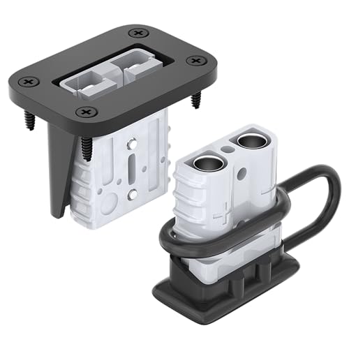 RVBOATPAT 2PCS 50A Plug Mounting Panel Battery Quick Connect/Disconnect Connector,6 to 12 Gauge Battery Cable Connector, Wire Harness Plug Kit for Car Winch Trailer - color: Gray 50A with Plug Mounting Panel