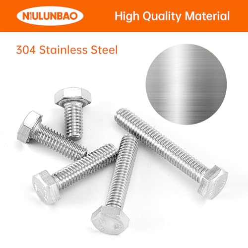 M4 x 8mm 12mm 16mm 20mm 25mm Heavy Duty Hexagon Bolts Hex Head Screws, 304 Stainless Steel, Metric Machine Fully Threaded, Bright Finish, Assortment Kit 100PCS - size: M4 x 8/12/16/20/25mm (100PCS)