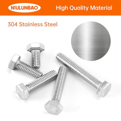M4 x 8mm 12mm 16mm 20mm 25mm Heavy Duty Hexagon Bolts Hex Head Screws, 304 Stainless Steel, Metric Machine Fully Threaded, Bright Finish, Assortment Kit 100PCS - size: M4 x 8/12/16/20/25mm (100PCS)