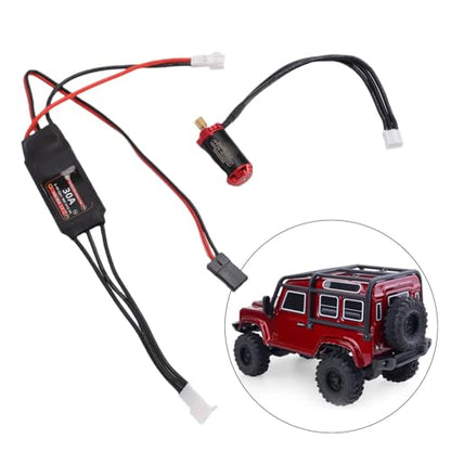 4000KV Brushless Motor ESC Set, RC Car Brushless Outrunner Motor with 30A Electronic Speed Controller, for SCX24 1/24 RC Crawler Truck