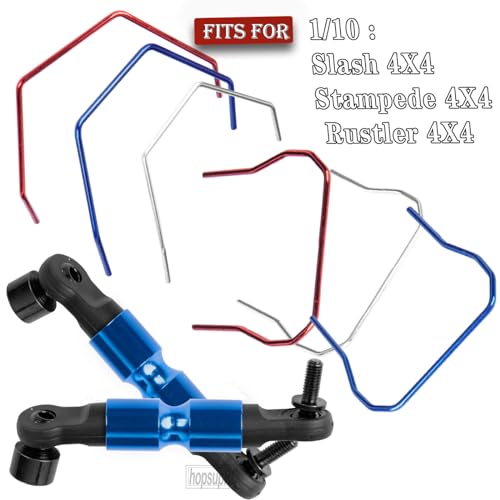 RC Aluminum Front & Rear Wide Sway Bar Kit Upgrades Part for 1/10 Slash Stampede Rustler Rally 4X4 RC Car,Alloy Sway Bar Kit Front & Rear Anti-Roll Bar Wide Sway Bar Hops Up