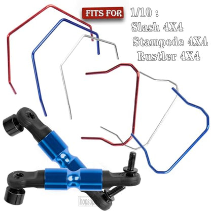 RC Aluminum Front & Rear Wide Sway Bar Kit Upgrades Part for 1/10 Slash Stampede Rustler Rally 4X4 RC Car,Alloy Sway Bar Kit Front & Rear Anti-Roll Bar Wide Sway Bar Hops Up