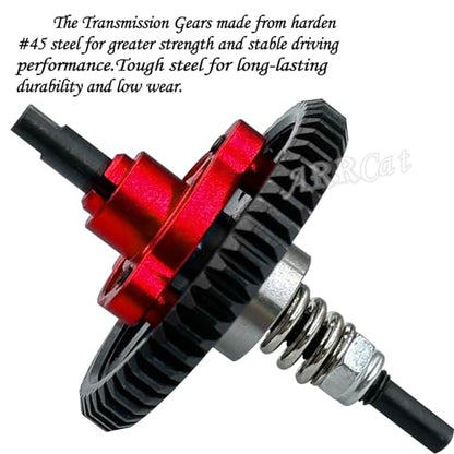50T Metal Slipper Clutch Spur Gear&Center Drive Shaft Upgrades Part for 1/10 Slash 4X4 VXL,ARRCat Full Metal 50T (32-Pitch) Spur Gear Differential Gear w/ 19T 17T 15T Pinions,Red - color: Red (50T)