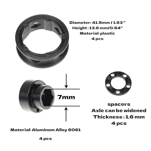 1.6" (40.6mm) Super Wheels, Carbon Fibre Beadlock Wheel fit for SCX24 TRX4M FCX24 FCX24M CR18P 1/24 1/18 RC Crawlers Upgrade, Style C, Silver - color: Silver, size: Style C