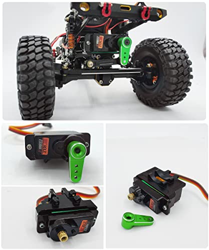 RC Servo Mount Bracket and Mini Servo Arm for 1/24 SCX24 Upgrade Green | Aluminum Servo Mount for ES08MA II Servo Upgrade Parts,Precision Fit,Wear Resistant,Easy To Install - color: Green+green