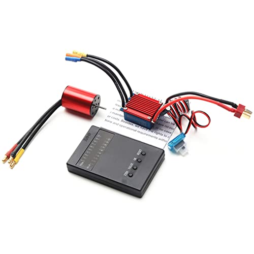 HUIOP RC car Motor, S2435 4800KV Brushless Motor 4P Sensorless 25A Brushless ESC Electric Speed Controller Programming Card for 1/16 1/18 RC Car Truck