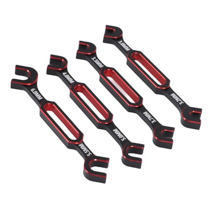 Keenso 4 Pcs RC Wrench Set, Aluminum Alloy Turnbuckle Nut Ball Joint Remover for RC Car and Boat Repair, 3.0 to 6.0mm for Fast and Reliable Maintenance (Red) - color: Red