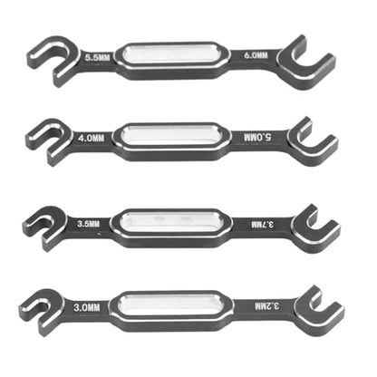 Tyenaza 4Pcs RC Aluminum Alloy Wrench, 3/3.2/3.5/3.7/4/5/5.5/6mm Turnbuckle Nut Ball Joint Remover with Multifunction RC Shock Absorber Plier Repair Tool KitRepair Tool Kit (Black) - color: Black
