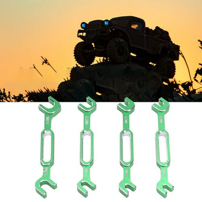 Tyenaza 4Pcs RC Aluminum Alloy Wrench, 3/3.2/3.5/3.7/4/5/5.5/6mm Turnbuckle Nut Ball Joint Remover with Multifunction RC Shock Absorber Plier Repair Tool KitRepair Tool Kit (Green) - color: Green