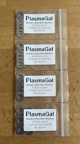 Shim Washers Stainless Steel Assortment 12x14 Precision Spacer Kit for Bearings Gearboxes CNC and RC. 40 Pieces 10 Units x 0.1/0.2/0.3/0.5 mm Deburred Flat Tight Tolerance Professional Use - size: 12x14