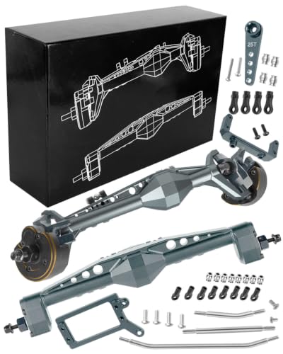 RC Upgrades Part Portal Axles for 1/10 DIY SCX10 SCX10 II,Capra 1.9 UTB 4X4 4WD,RCYouHott 1/10 Capra 1.9 UTB & SCX10 RC Crawler Car Aluminum Front Rear Axle,Titanium - color: Titanium-(upgrades Part）