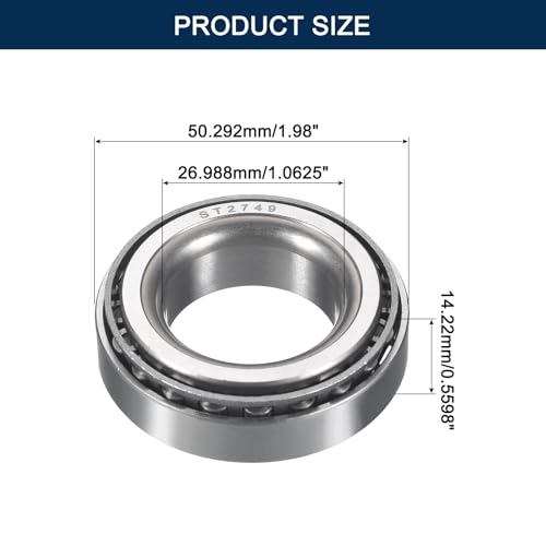 ST2749 Tapered Roller Bearing Cone and Cup Set | 1.0625" Bore 1.98" OD 0.5598" Cup Width, Chrome Steel Taper Bearings Set, ABEC-3 - size: ST2749