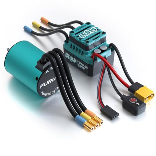 FuriaX Supa 3650 Motor 60A ESC RC Car Speed Controller 2-3S LiPo 3.175mm Shaft for 1/10 Touring Buggy Short Course Truck (3650-4000KV 60A Combo)