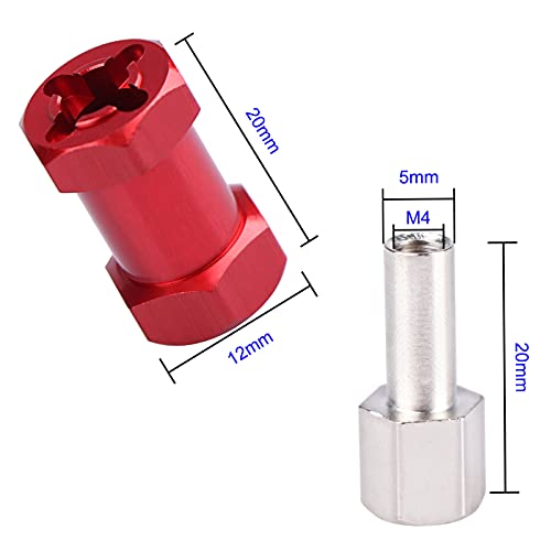 AIMROCK 12mm Hex Hub Extension Wheel Spacer 20mm Offset for 1/10 SCX10 RC Crawler Truck (Red, 20mm) - color: Red, size: 20mm