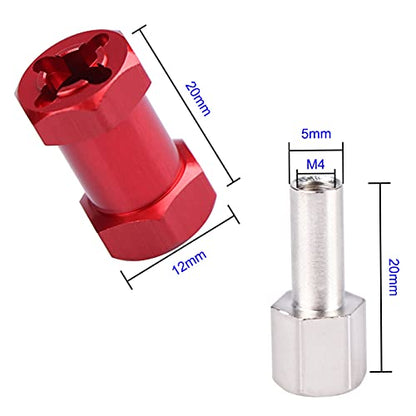 AIMROCK 12mm Hex Hub Extension Wheel Spacer 20mm Offset for 1/10 SCX10 RC Crawler Truck (Red, 20mm) - color: Red, size: 20mm