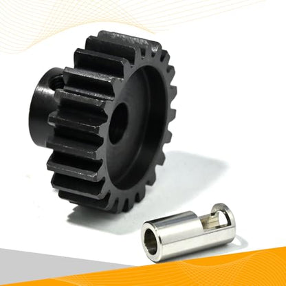 M1.5 21T Pinion Gear 8mm Bore with 8mm to 5mm Shaft Adapter Sleeve, Chromium Steel Motor Gear with Set Screw & Hex Key for Traxxas ARRMA Losi 1/5 1/8 RC Cars - size: 21T