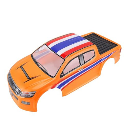 1/10 Scale RC Car Body Shell, Painted Polycarbonate Truck Body Flag Pattern for 26cm Wheelbase RC Cars Trucks (Orange) - color: Orange