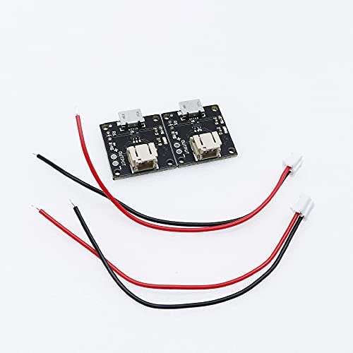 Treedix 2pcs Micro USB LiPo Battery Charger Board Without Battery 5V 500mA with JST Socket with LED Indicator Charging Rate Adjustable Automatic Power-Down