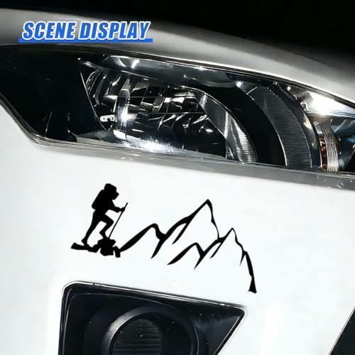 Craedli 2PCS Hiker Mountain Sticker Car Decal, 7.8"×3.3" Waterproof Vinyl Adventure Sticker, Outdoor Nature Hiking Car Window Bumper Decals for SUV Truck Auto Laptop (Black) - color: Black