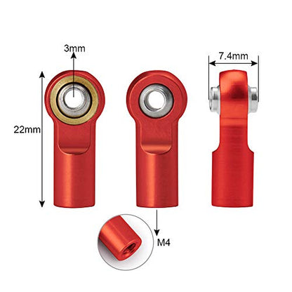 QUE-T 10pcs Metal Link Rod End M4 Ball Joint Head for RC Crawler Car (Red) - color: Red