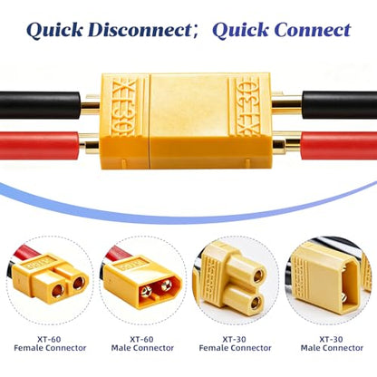 11 Pieces Ultra Durable XT30 Connector and XT60 Connectors Male Female Silicone Wire, Servo Extension Cable, 3 Pin Female to Male, Easy to Install, for RC Lipo, Drone, FPV, Car, Boat