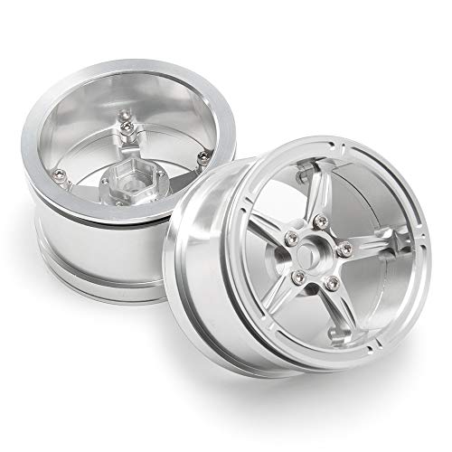 Aluminum Alloy 2.2" Beadlock Wheels/Rims for 1/10th Scale RC Crawler Car Axial Wraith-Pack of 4 (Silver)