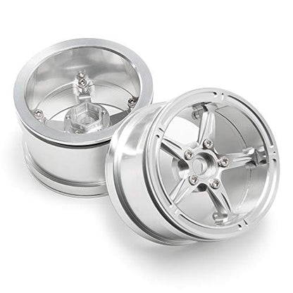 Aluminum Alloy 2.2" Beadlock Wheels/Rims for 1/10th Scale RC Crawler Car Axial Wraith-Pack of 4 (Silver)