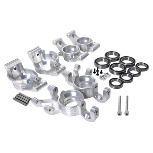 GTBRacing X-Maxx CNC Aluminum 7075 Front Knuckles Rear Wheel Hub C Hub Carrier Set for 1/5 RC Car Tra-xxas Xmaxx 6S 8S Upgrade Part (Front+Rear+C Hub Silver) - color: Front+rear+c Hub Silver