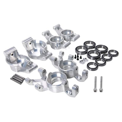 GTBRacing X-Maxx CNC Aluminum 7075 Front Knuckles Rear Wheel Hub C Hub Carrier Set for 1/5 RC Car Tra-xxas Xmaxx 6S 8S Upgrade Part (Front+Rear+C Hub Silver) - color: Front+rear+c Hub Silver