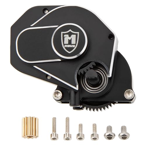 MEUS Racing SCX24 Transmission Aluminum Complete Gearbox for 1/24 Axial SCX24 RC Crawler (Brushed, Black)