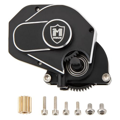 MEUS Racing SCX24 Transmission Aluminum Complete Gearbox for 1/24 Axial SCX24 RC Crawler (Brushed, Black)