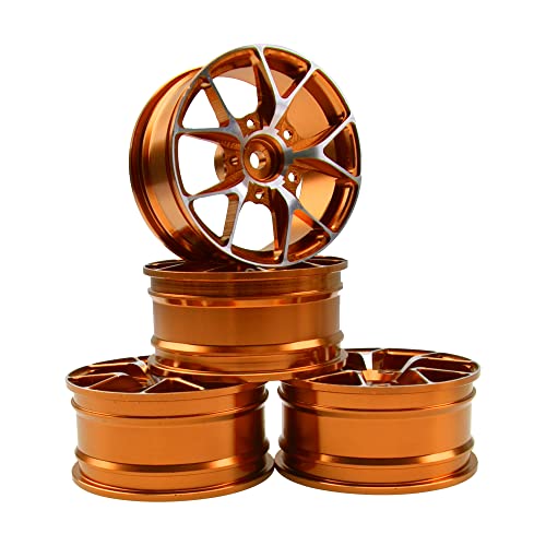 ShareGoo Metal Wheel Rims RC 12mm Hex Hubs 1/10 RC Drift On-Road Racing Touring Wheel Rim Compatible with HSP Tamiya Kyosho RedCat Sakura WLtoys Universal 1/10 RC Scales (Golden) - color: Golden