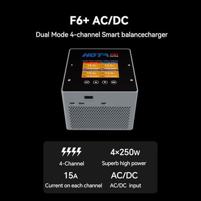 HOTA F6+ AC/DC AC500W DC250Wx4 15Ax4 Smart Balance Charger for Lipo LiIon NiMH Battery