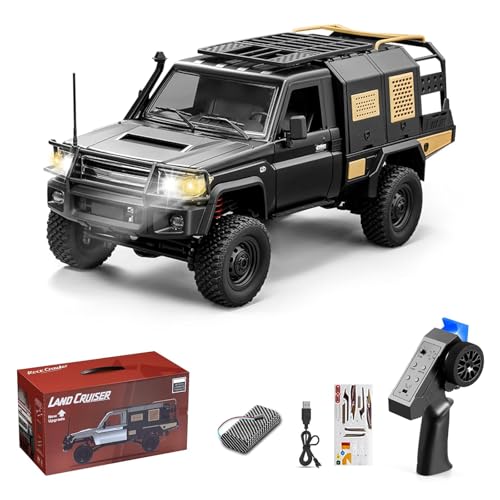 1/12 Scale RC Crawler, MN-82S Remote Control Car, 2.4GHz 4WD Off Road Rock Crawler Vehicle with Lights, DIY Land Cruiser Pickup Truck Toy for Adults - color: Black, size: 1 Battery
