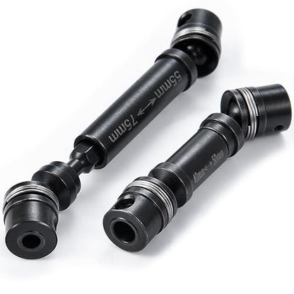 RCHUBAM 2pcs Front Rear Center Driveshaft for 1/18 TRX4M RC Upgrade Parts | 1144 Steel 40-50mm and 55-75mm Drive Shaft - color: Black
