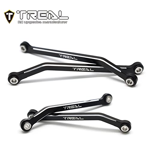 Treal Aluminum 7075 High Clearance Links Set (4pcs) Chassis Lower Links Compatible with TRX4M 1/18 RC Crawler (Black) - color: Black
