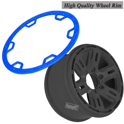 RC Truck Tires 1/8 17mm Hex RC Wheel Tires for 1/8 Monster Truck Tires Traxx as/Arrm a 6S/Summi t/ERveo/Redc at/HPI JLB Cheetah RC Off-Road etc,Hard Plastic Rubber Tyres,Blue&Black - color: Blue With Black（4PCS)